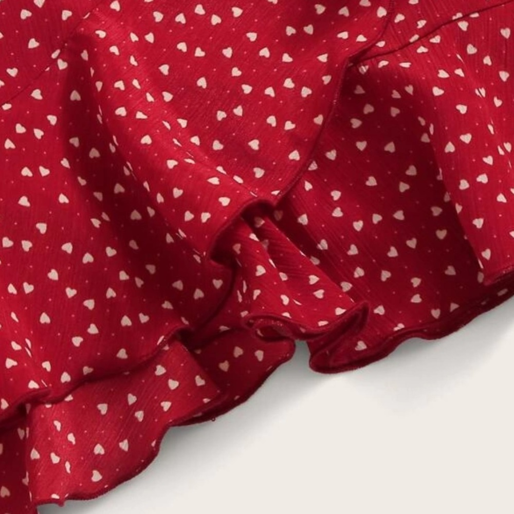 PLUS confetti heart dot dress ruffle red white - Picture 6 of 7